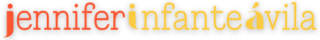 Logotipo de Jennifer Infante Ávila con tipografía serif en tonos rojo y amarillo sobre fondo transparente.
